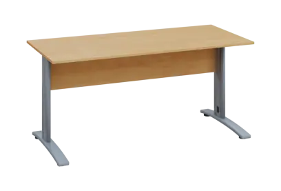 EPK 27 - 16 stůl kancelářský, kovová podnož stříbrná, deska 25 mm, široký 1600, javor horský